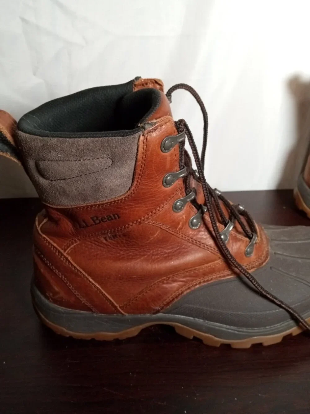 L.L.Bean Men's Waterproof Leather Duck Boots Brown/Black Lace-Up US 10 M